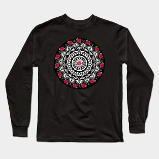 MANDALA ART WITH A TWIST OF ROSE Long Sleeve T-Shirt